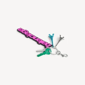 Porte-clés/breloque Balenciaga « Biker » pour femme, rose/noir