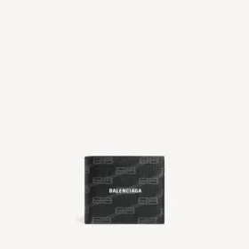 Portefeuille carré plié pour homme en toile enduite BB Monogram, noir/gris