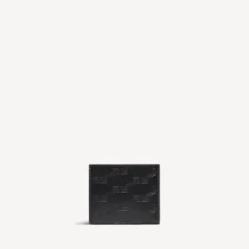 Portefeuille carré pliant pour homme en cuir gaufré Monogram, noir
