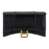 Portefeuille Hourglass à chaîne, motif crocodile gaufré « Noir » 6560501LRGM1000
