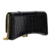 Portefeuille Hourglass à chaîne, motif crocodile gaufré « Noir » 6560501LRGM1000