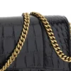 Portefeuille Hourglass à chaîne, motif crocodile gaufré « Noir » 6560501LRGM1000