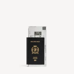 Portefeuille long pour passeport homme avec 1 ticket, noir