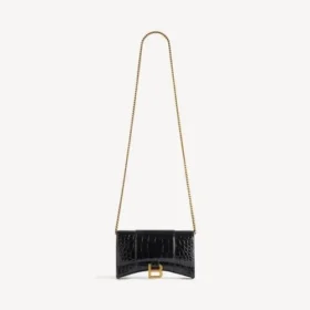 Portefeuille pour femme en forme d&rsquo;Hourglass avec chaîne, noir
