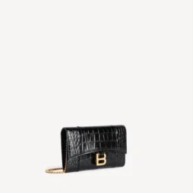 Portefeuille pour femme en forme d&rsquo;Hourglass avec chaîne, noir
