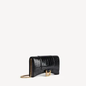Portefeuille pour femme en forme d&rsquo;Hourglass avec chaîne, noir