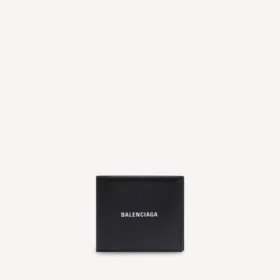 Portefeuille pour homme à compartiment à monnaie plié en carré, noir