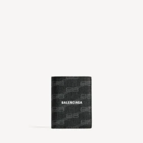 Portefeuille vertical à deux volets pour homme en toile enduite BB Monogram, noir/gris