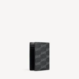 Portefeuille vertical à deux volets pour homme en toile enduite BB Monogram, noir/gris
