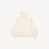 Pull à col montant pour femme, à porter à l&rsquo;envers, blanc cassé