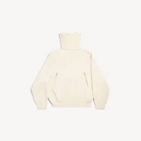 Pull à col montant pour femme, à porter à l&rsquo;envers, blanc cassé