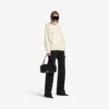 Pull à col montant pour femme, à porter à l&rsquo;envers, blanc cassé