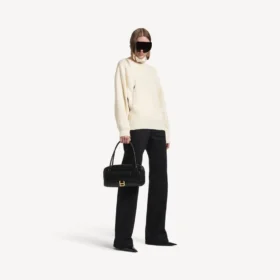 Pull à col montant pour femme, à porter à l&rsquo;envers, blanc cassé