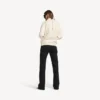Pull à col montant pour femme, à porter à l&rsquo;envers, blanc cassé