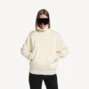 Pull à col montant pour femme, à porter à l&rsquo;envers, blanc cassé