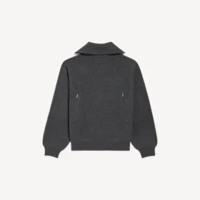 Pull à col montant pour femme, à porter à l&rsquo;envers, gris chiné foncé
