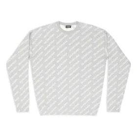 Pull à col rond avec logo sur toute la surface « Light Grey White » 702952T32331461