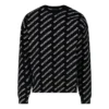 Pull à col rond avec logo sur toute la surface « Noir Blanc » 702952T32331070