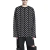 Pull à col rond avec logo sur toute la surface « Noir Blanc » 702952T32331070