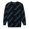 Pull à col rond avec logo sur toute la surface « Noir Bleu » 625970T31781165