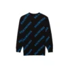 Pull à col rond avec logo sur toute la surface « Noir Bleu » 625970T31781165