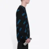 Pull à col rond avec logo sur toute la surface « Noir Bleu » 625970T31781165