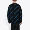 Pull à col rond avec logo sur toute la surface « Noir Bleu » 625970T31781165