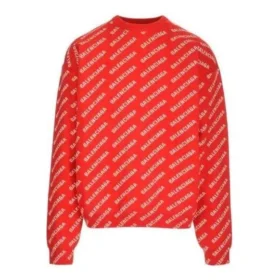 Pull à col rond avec logo sur toute la surface « Rouge Blanc » 702952T32336090 Pull à col rond avec logo sur toute la surface « Rouge Blanc » 702952T32336090