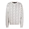 Pull à col rond avec logo sur toute la surface « White Black » 702952T32339054