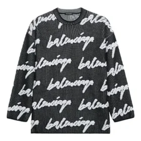 Pull à col rond en coton 3D Scribble « Black » 625985T31801070