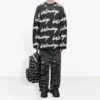 Pull à col rond en coton 3D Scribble « Black » 625985T31801070