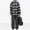 Pull à col rond en coton 3D Scribble « Black » 625985T31801070