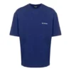 Pull à col rond et manches courtes Balenciaga FW21 pour homme, bleu, avec logo, 612966TIVG53967