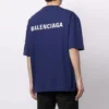 Pull à col rond et manches courtes Balenciaga FW21 pour homme, bleu, avec logo, 612966TIVG53967