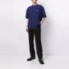 Pull à col rond et manches courtes Balenciaga FW21 pour homme, bleu, avec logo, 612966TIVG53967
