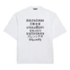 Pull à col rond et manches courtes pour homme Balenciaga avec impression du mot « Word », blanc 641614TJVI39040