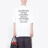Pull à col rond et manches courtes pour homme Balenciaga avec impression du mot « Word », blanc 641614TJVI39040