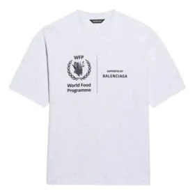 Pull à col rond et manches courtes pour homme Balenciaga x WFP 1re génération, imprimé logo, gris 612966THV841167 Pull à col rond et manches courtes pour homme Balenciaga x WFP 1re génération, imprimé logo, gris 612966THV841167