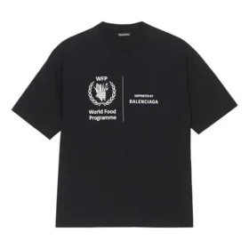 Pull à col rond et manches courtes pour homme Balenciaga x WFP 1re génération, imprimé logo, noir 612966THV841000 Pull à col rond et manches courtes pour homme Balenciaga x WFP 1re génération, imprimé logo, noir 612966THV841000