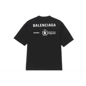 Pull à col rond et manches courtes pour homme Balenciaga x WFP 1re génération, imprimé logo, noir 612966THV841000 Pull à col rond et manches courtes pour homme Balenciaga x WFP 1re génération, imprimé logo, noir 612966THV841000