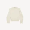 Pull à col rond pour femme, couleur crème