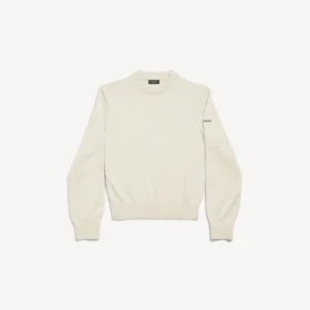Pull à col rond pour femme, couleur crème