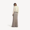 Pull à col rond pour femme, couleur crème