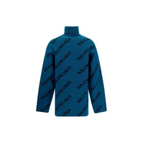 Pull à col roulé avec logo sur toute la surface « Petrol Blue » 657402T15672470