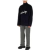 Pull à col roulé en coton brossé avec logo griffonné « Navy » 625935T31828065