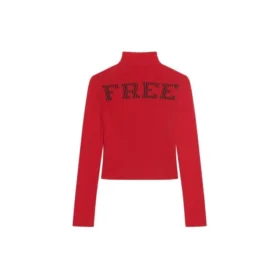 Pull à col roulé imprimé côtelé « Red » 662722T32106167