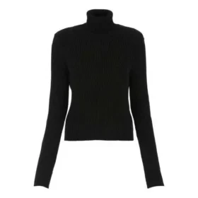 Pull à col roulé imprimé et côtelé « Noir » 662722T32101070