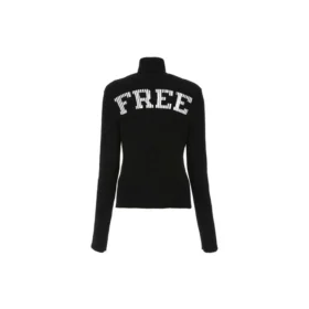 Pull à col roulé imprimé et côtelé « Noir » 662722T32101070