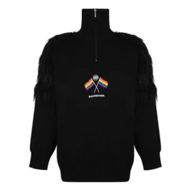 Pull à col roulé zippé aux couleurs du drapeau LGBTQ « Noir » 543766T17621069