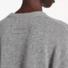 Pull court à col rond pour femme, gris chiné